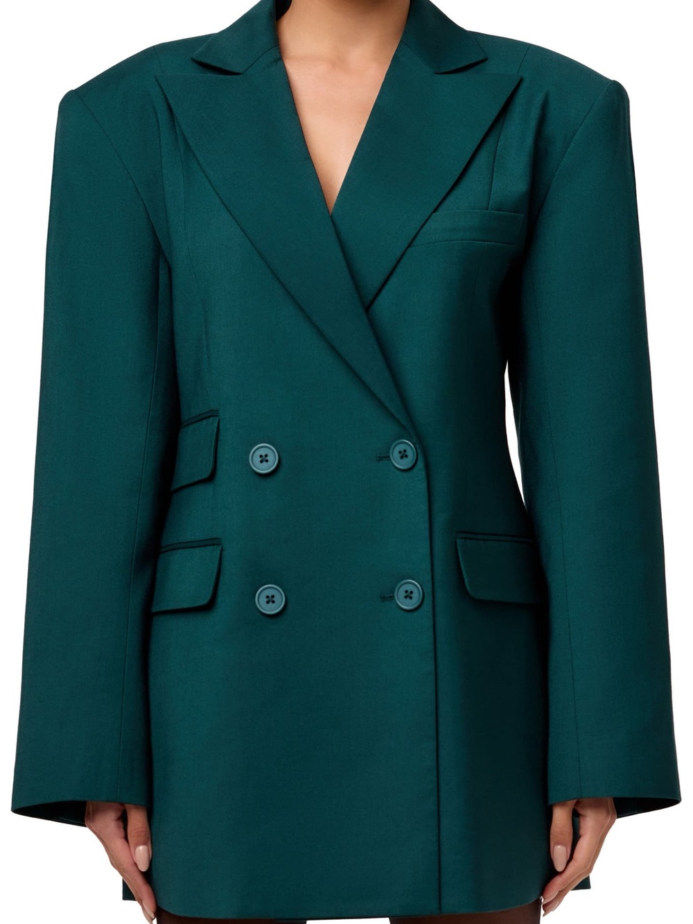 NWT Naked Wardrobe Sz M Oversize Long Sleeve Blazer Dress Deep Teal Blue